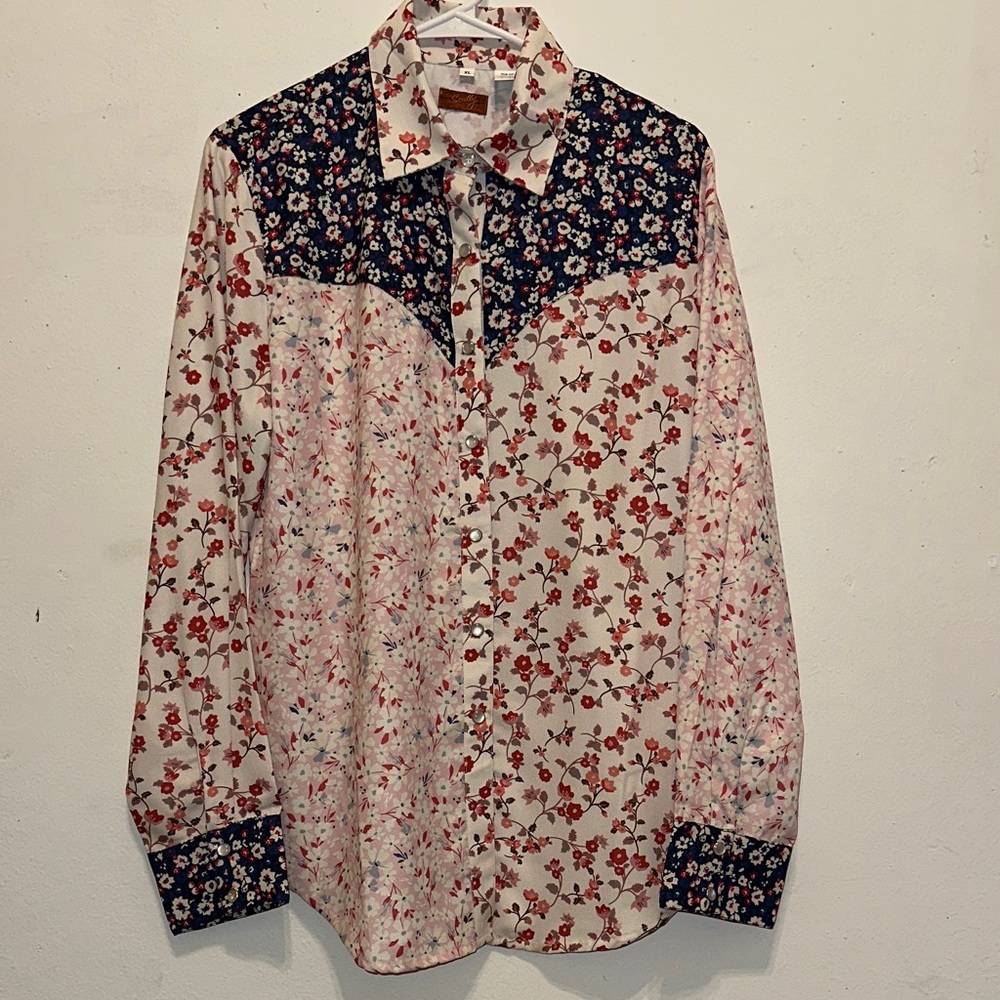Scully Snap Button Floral Patterned Westerm Shirt - image 3
